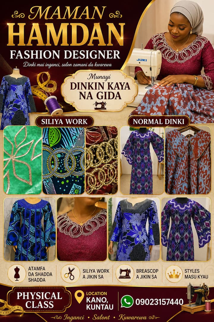 Munayin dinkin kaya 
Gamasu bukata Muna koyarwa acikin gida
Location Kano kuntau 09023157440