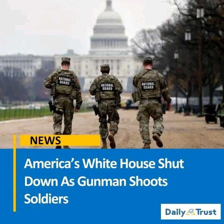 White House, America’s seat of Power, has been locked down alongside multiple government buildings, as a result of a shooting incident near the presidential residence.

Read more: https://dailytrust.com/just-in-americas-white-house-shut-down-as-gunman-shoots-soldiers/