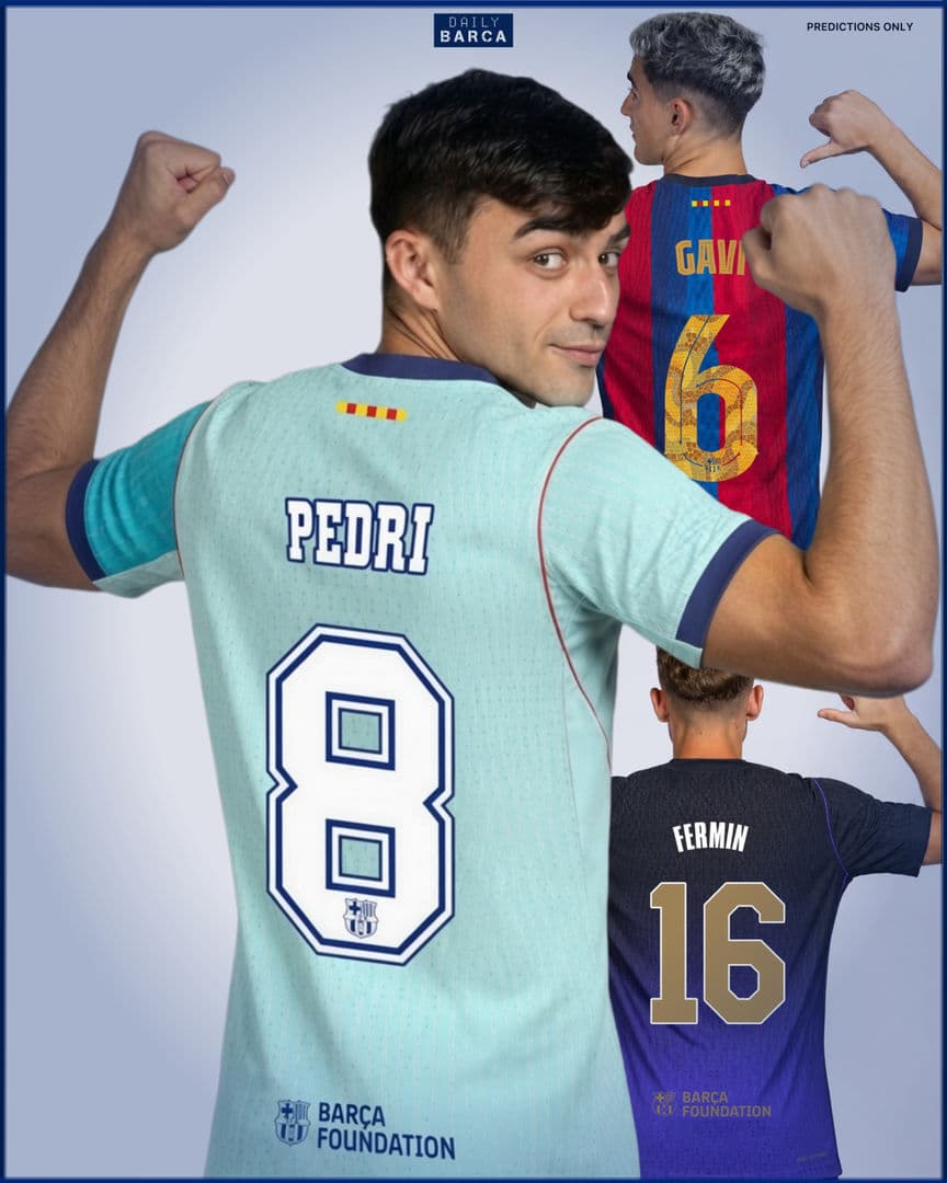 🚨👕 Barcelona will reportedly introduce NEW fonts for all three kits from the 2026/27 season!

🏠 Home kit: Gaudí-inspired design 🎨
💜 Away kit: Los Angeles Lakers-style lettering 🏀
🔥 Third kit: Retro 1992 Kappa vibes 😍

🌍 Separate font versions will also be used for European competitions.

Which font are you most excited to see? 👀🔵🔴

#Football 