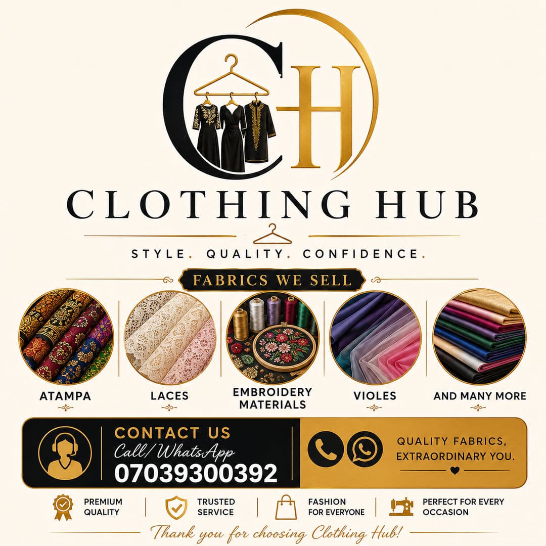 I am Marwa,CEO Clothing Hub Nigeria, we sell beautiful fabrics to our beautiful and handsome lovelies.